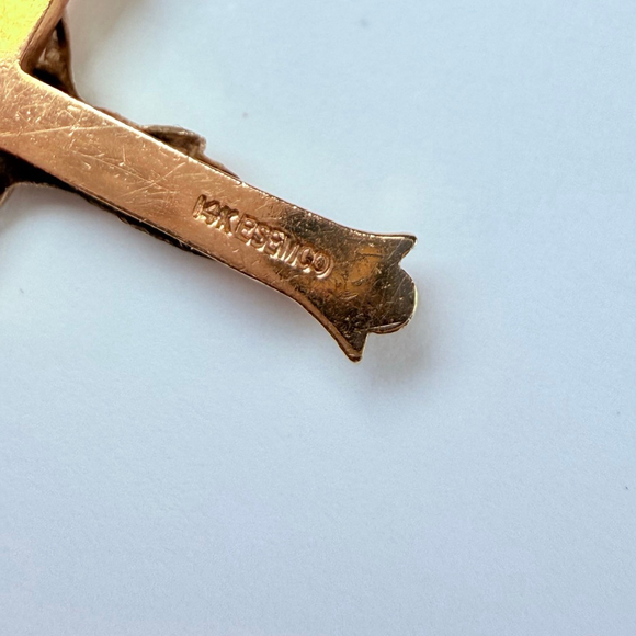 14K Solid 2 Tone Gold Crucifix Jesus Religious Cross ESEMCO VTG Pendant Necklace - Picture 5 of 6